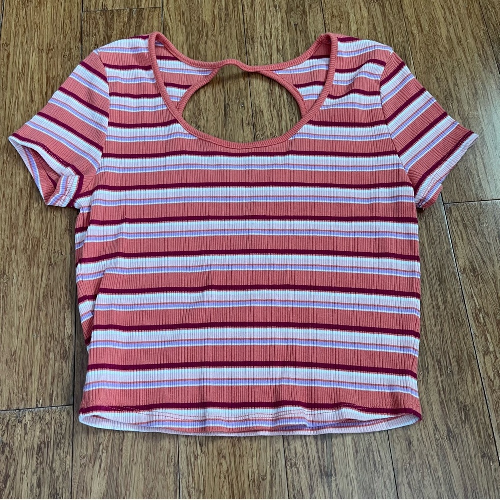 Kohl's Red and White Striped Crop Top